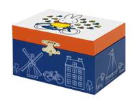 Nijntje Opbergdoosje met Muziek met Hollandse Print Blauw/Oranje - thumbnail