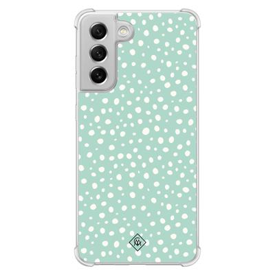 Samsung Galaxy S21 FE shockproof hoesje - Mint dots