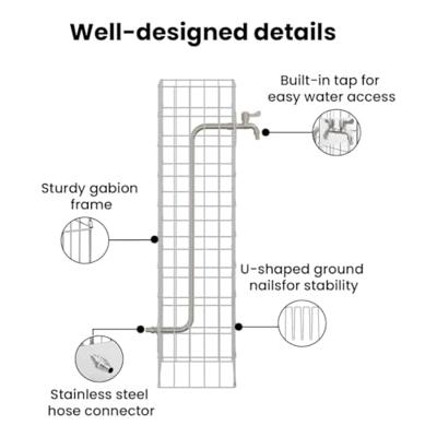 VidaXL Gabion kraan zilver 25 x 25 x 100 cm roestvrij staal VidaXL Gabion kraan zilver 25 x 25 x 100 cm roestvrij staal