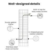 VidaXL Gabion kraan zilver 25 x 25 x 100 cm roestvrij staal - thumbnail