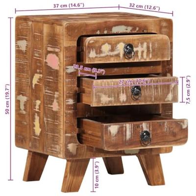 Nachtkastje 2 st 37x32x50 cm massief gerecycled hout