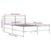 Bedframe bewerkt hout metaal bruin eikenkleur 135x190 cm - thumbnail