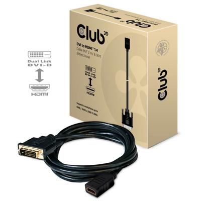 club3D CAC-1211 DVI-kabel DVI / HDMI Adapterkabel DVI-D 24+1-polige stekker, HDMI-A-bus 2.00 m Zwart club3D CAC-1211 DVI-kabel DVI / HDMI Adapterkabel DVI-D 24+1-polige stekker, HDMI-A-bus 2.00 m Zwart