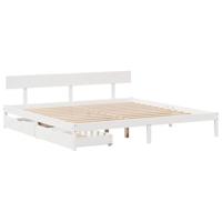 Bedframe zonder matras massief grenenhout wit 200x200 cm - thumbnail