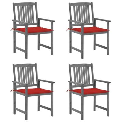 Tuinstoelen 4 st met kussens massief acaciahout grijs