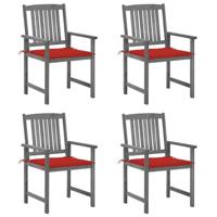 Tuinstoelen 4 st met kussens massief acaciahout grijs - thumbnail