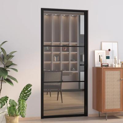 VidaXL Binnendeur 93x201,5 cm esg-glas en aluminium zwart VidaXL Binnendeur 93x201,5 cm esg-glas en aluminium zwart