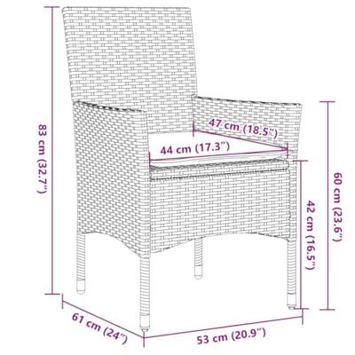 9-delige Tuinset met kussens poly rattan en glas zwart - thumbnail