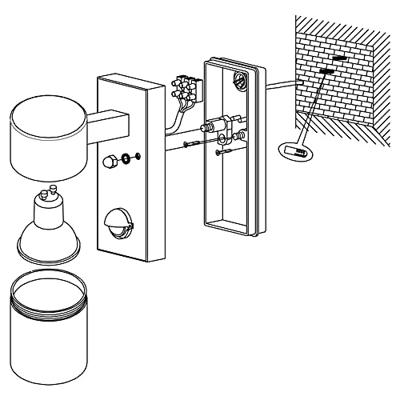 Eglo Zwarte wandspotRiga 5 met sensor - 99571