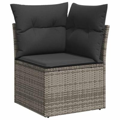 8-delige Loungeset met kussens poly rattan grijs