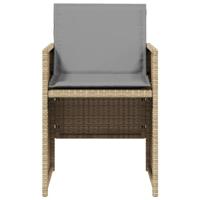 Tuinstoelen 4 st met kussens poly rattan gemengd beige - thumbnail