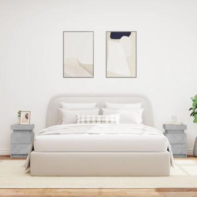 Nachtkastjes met LED-verlichting 2 st 35x39x55 cm betongrijs