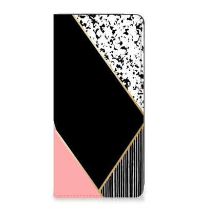 OPPO A17 Stand Case Zwart Roze Vormen OPPO A17 Stand Case Zwart Roze Vormen