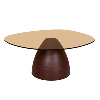 Sohome Organische Salontafel 'Jacky' Glas en gecoat staal, 86 x 76cm, kleur Burgundy