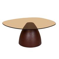 Sohome Organische Salontafel 'Jacky' Glas en gecoat staal, 86 x 76cm, kleur Burgundy - thumbnail