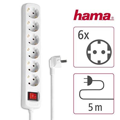 Hama STEKKERDOOS 6-VOUDIG MET SCHAKELAAR 5 METER Desktop accessoire Wit - thumbnail