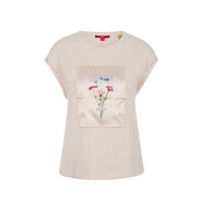 s.Oliver fijngebreid T-shirt met printopdruk lichtroze