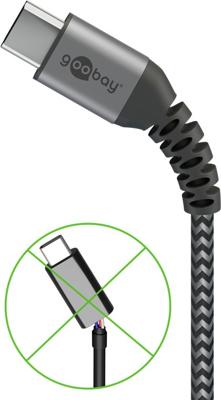 goobay USB-C naar USB-A textielkabel met metalen aansluitingen goobay USB-C naar USB-A textielkabel met metalen aansluitingen