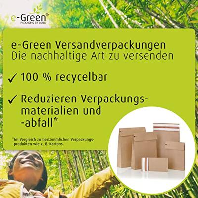 e-Green enveloppen met blokbodem, ft 350 x 250 x 50 + 96 mm, doos van 250 stuks