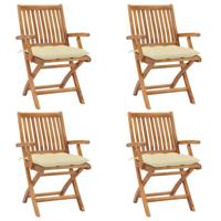 Tuinstoelen 4 st inklapbaar met kussens massief teakhout - thumbnail