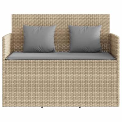 Tuinbank met kussens poly rattan beige