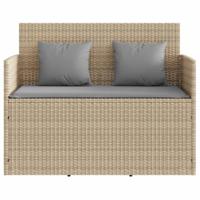 Tuinbank met kussens poly rattan beige - thumbnail