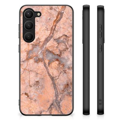 Samsung Galaxy S23 Plus Marmeren Print Telefoonhoesje Marmer Oranje