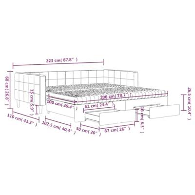 Slaapbank onderschuifbed lades 100x200 cm fluweel donkergroen - thumbnail