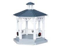 Lemax plastic gazebo with decorations kerstdorp tafereel 2010 - thumbnail