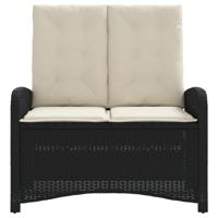 Tuinbankje verstelbaar met kussens poly rattan zwart - thumbnail