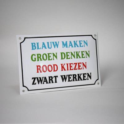 Emaille bord Blauw maken