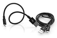 Verbatim Micro-USB - Synchronisatie- en oplaadkabel, set van 2, robuuste micro-USB-kabel, met knikbescherming, 100 cm + 30 cm - zwart - thumbnail