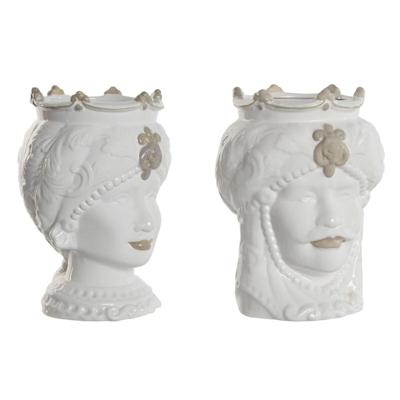 Grondlegger Home ESPRIT Wit Beige Porselein 15 x 15 x 26.5 cm (2 Stuks)