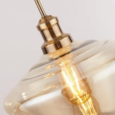 Searchlight Vide hanglampMia 3-lichts koperbrons met amber glas - 5423-3AB