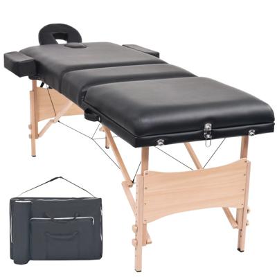 VidaXL Massagetafel inklapbaar 3 zones 10 cm dik zwart