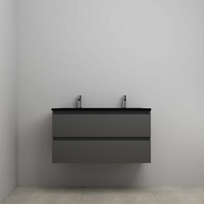 On-Line Onderkast - 100 cm - Voorgemonteerd - Ladestructuur - Acryl Wastafel - 2 Kraangaten - Mat Antraciet
