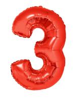 Folieballon Rood Cijfer &apos;3&apos; Groot - thumbnail