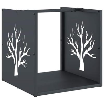 Brandhoutrek 40x40x40 cm koudgewalst staal antracietkleurig Brandhoutrek 40x40x40 cm koudgewalst staal antracietkleurig