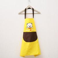 Waterdichte polyester schort vrouw volwassen slabbetjes thuis koken bakken koffie shop schoonmaken keuken accessoire dragen gele koffie Pocket - thumbnail