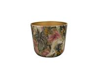 TS Collection bloempot monstera kunststof, metaal 16x14cm mystery - thumbnail