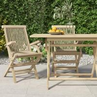 Tuinstoelen inklapbaar 2 st 56x61x89 cm massief teakhout grijs - thumbnail