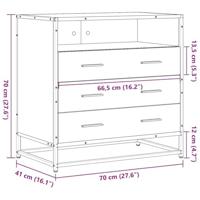 Ladekast 70x41x70 cm bewerkt hout gerookt eikenkleurig - thumbnail