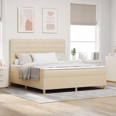 LED Box Spring Bed met matras Crème 180 x 200 cm Stof