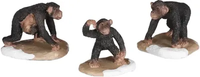 Chimpanzee family 3 stuks l5xb4,5xh4,5cm Kerst Luville - Luville