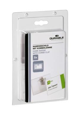Durable badge met combiklem ft 54 x 90 mm, blister van 5 stuks