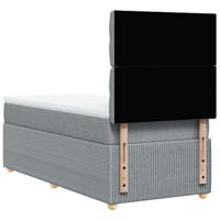 Boxspring met matras stof lichtgrijs 80x200 cm - thumbnail