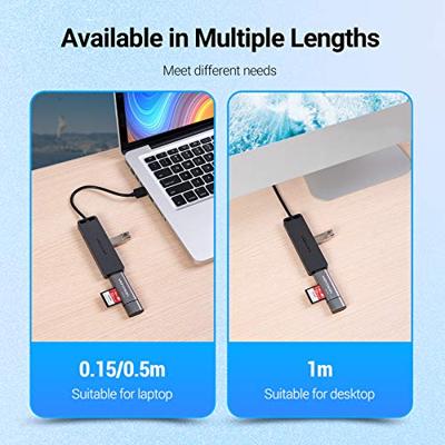 VENTION USB Hub 3.0 USB Splitter met 100cm Verlengkabel USB Extender, 4-poorts Multiport Adapter voor Laptop, PC, Desktop, PS4/PS5, Xbox, iMac, Flash Drive, etc.