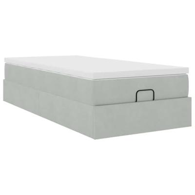 Ottoman bed met matras 100x200 cm fluweel lichtgrijs
