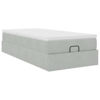 Ottoman bed met matras 100x200 cm fluweel lichtgrijs - thumbnail