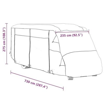 VidaXL Camperhoezen 730x235x275 cm vliesvlies grijs